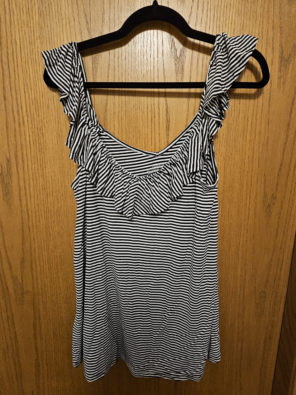 torrid Black & White Striped Ruffle Tank